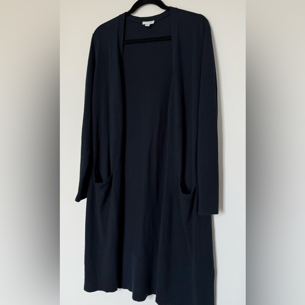 J Jill Long Cardigan Navy Blue Cozy Cotton Size Medium